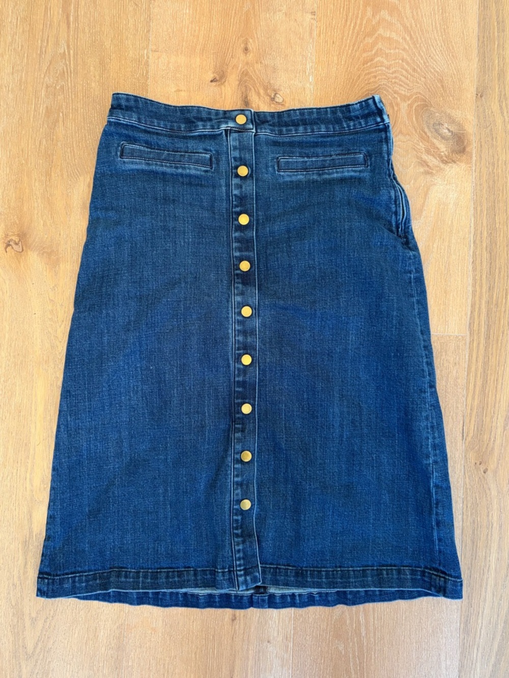 Talbots Dark Blue Button-Front Denim Midi Skirt